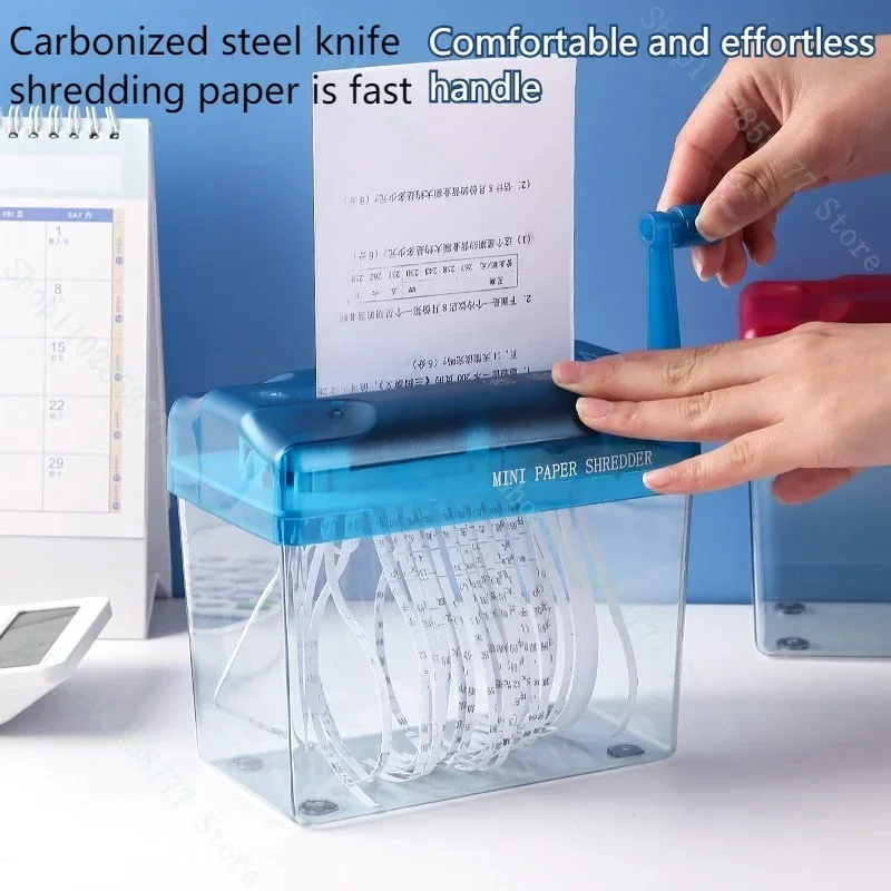 A6 Mini Hand Shredder Paper Strip Cross Cut Machine Desktop Micro Manual Crank File Small Cutter Machine Document Tool Office