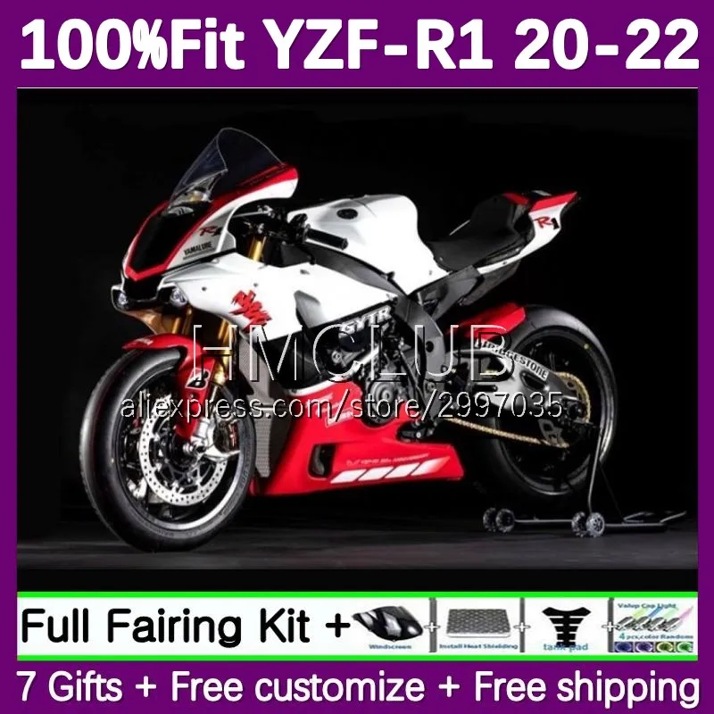 Fairing For YAMAHA YZF R1 R 1 1000 CC YZF1000 142No.86 YZF-R1 YZFR1 20 21 22 YZF-1000 2020 2021 2022 Injection Body white red