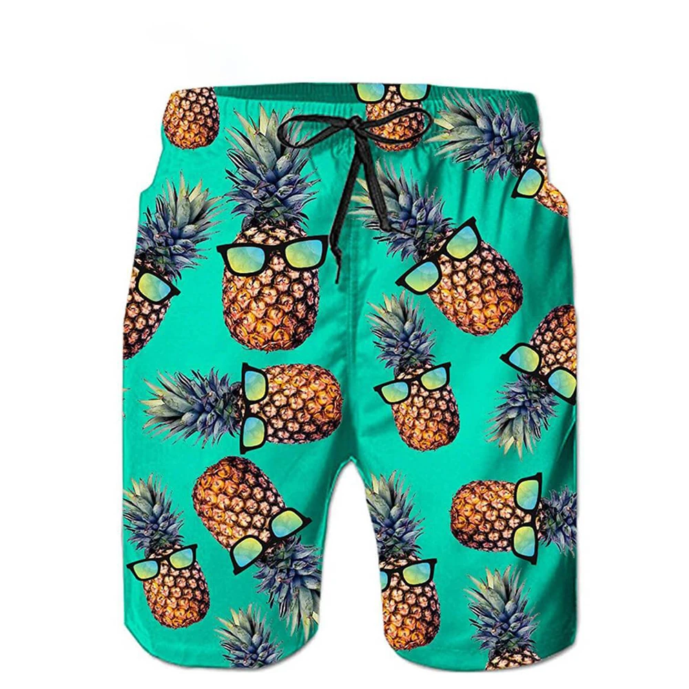 Funny Pineapple Mens Swimwear Beach Shorts Surf Board Shorts Sportwear Pant Boy Short Swimsuit Kids Summer Briefs Swimming Trunk