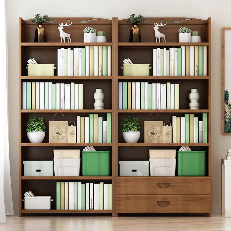 Bookshelf landing saves space student bamboo bookshelf shelf children student bookcase home simple Chinese cabinet