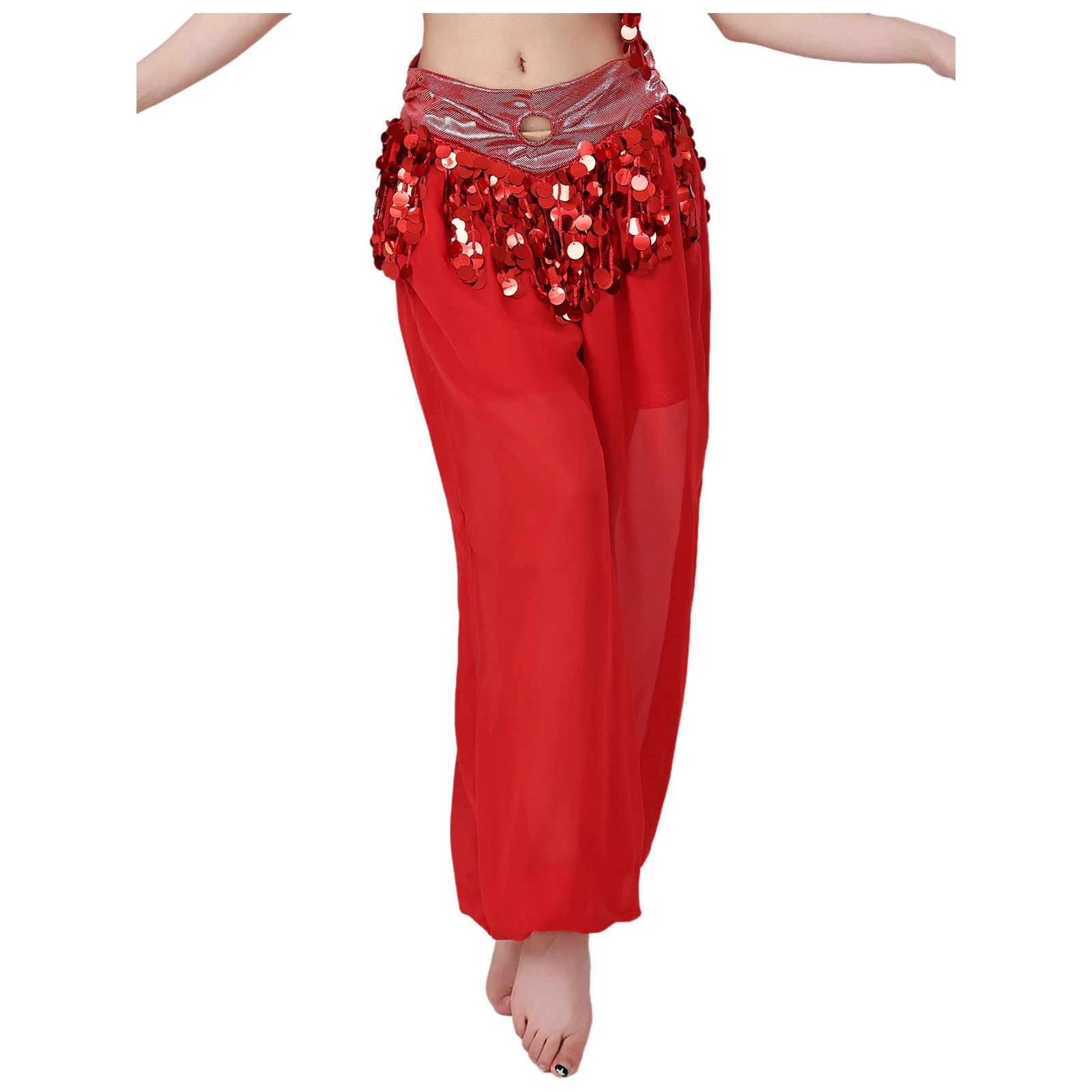 Traje de danza del vientre brillante para mujer, pantalones harén, pantalones farol de lentejuelas brillantes para actuación de danza del vientre folclórica india