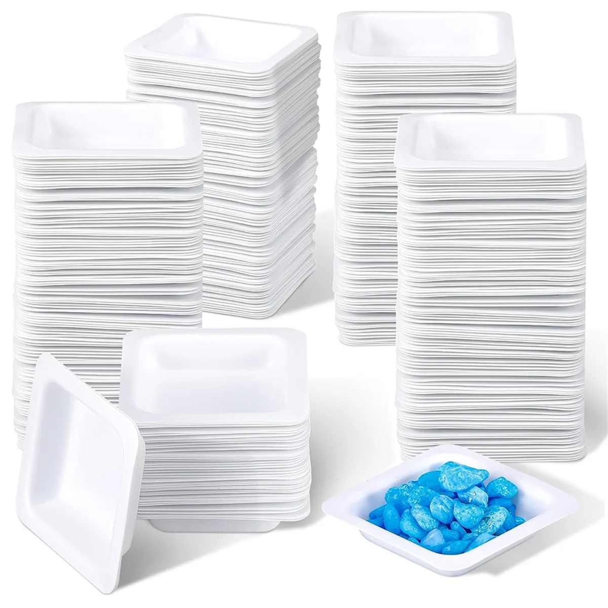 200 Pcs Weigh Boats Small 7 Ml Plastic Disposable Trays for Scale Plastic Square Weighing Boats Mini Pour Boat Tray