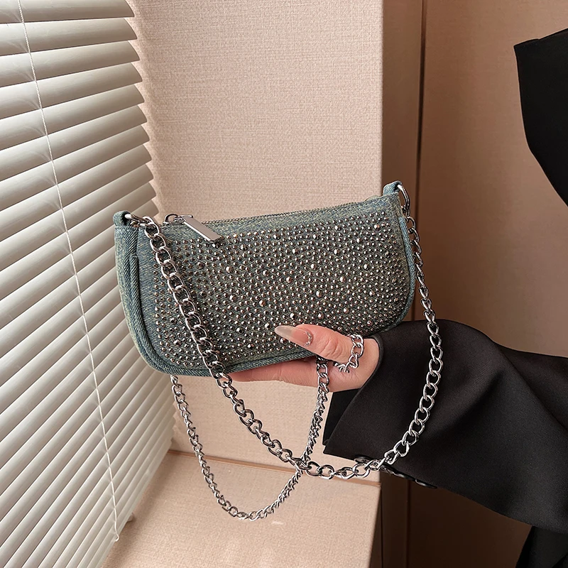 

Ladies Denim Chain Shoulder HandBag Fashion Trend Ladies Messenger Bag Casual Underarm Bag Women's Versatile Crossbody Bag
