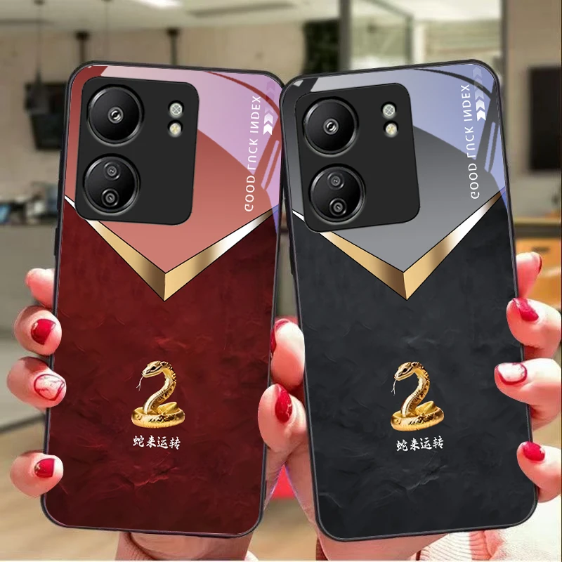 

Snakes Come To Operate For Xiaomi Redmi 13C Note13 12 Pro Plus 5G Note 9 13T Pro POCO X6 F5 F6 Black Tempered Glass Phone Case