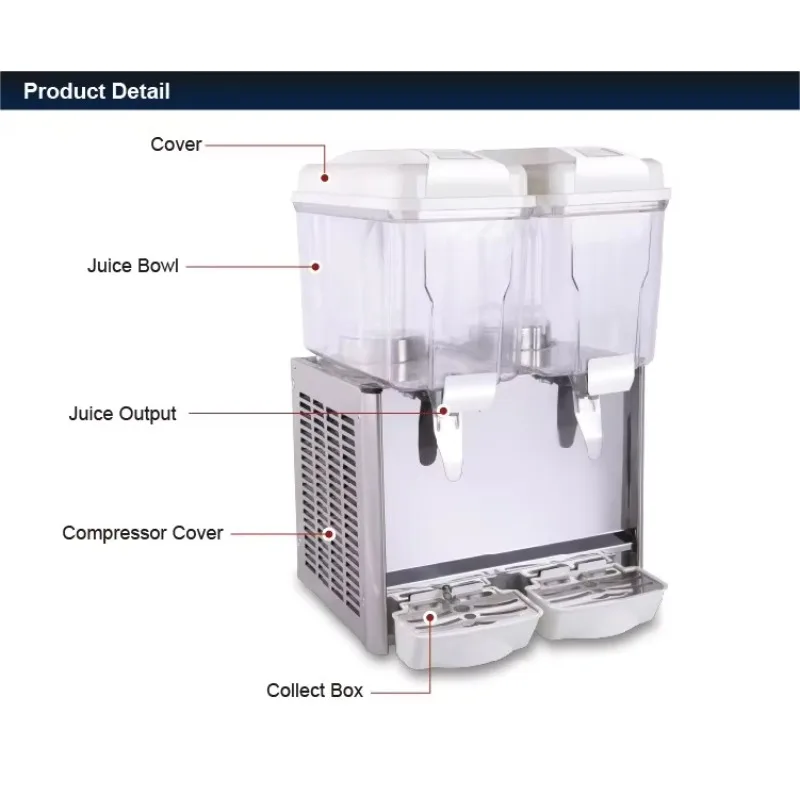 3*12L الفولاذ المقاوم للصدأ موزع عصير الفواكه الباردة جديد 220 فولت دائم والعتاد بالطاقة عصارة ساخنة للمطاعم والفنادق