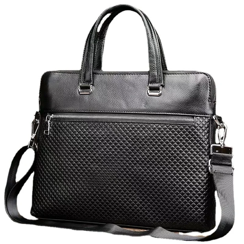 Maleta executiva masculina com zíper, bolsa de couro para documentos, bolsa de luxo para mensageiro, bolsa masculina para laptop, nova