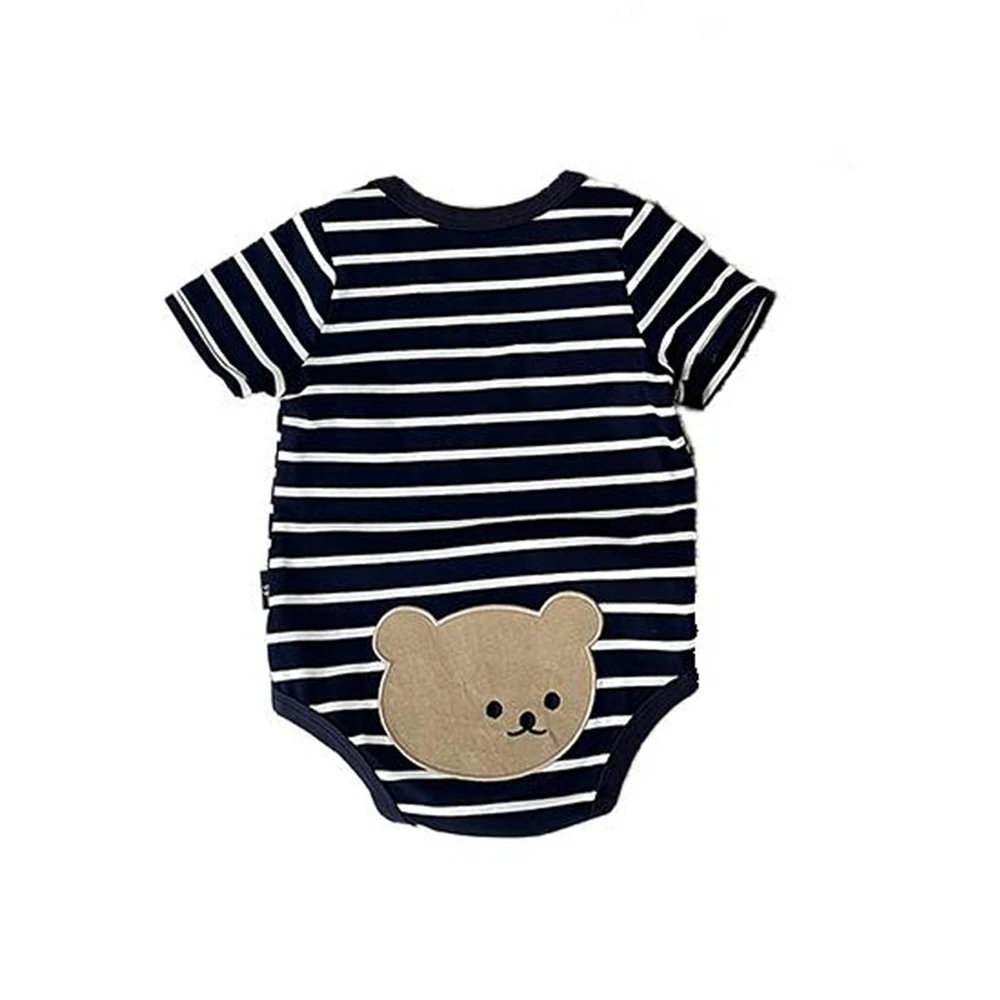 Ropa personalizada para niños y niñas, mono suave de manga corta con nombre personalizado a rayas, recién nacidos