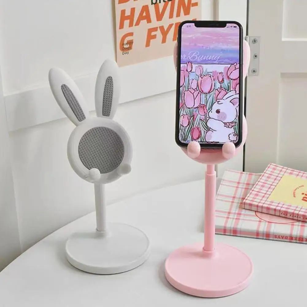 Mobile Phone Holder Desktop Phone Holder For IPhone 13 14 Smartphones, Adjustable Cute Rabbit Cartoon Desk Holder