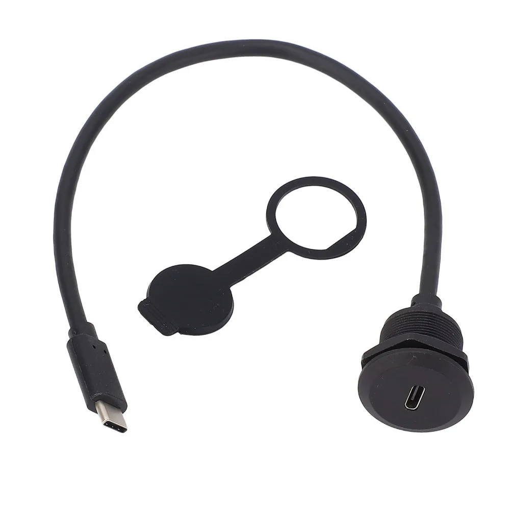 5Gbps Data Transfer Panel Mount Extension Cable Type C 3.0 PD60W Fast Charging USB C Flush Mount Adapter