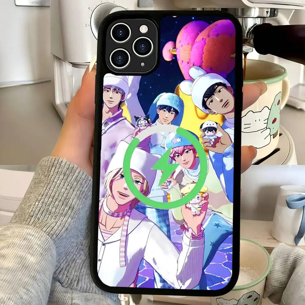 حافظة Kpop P-PLAVES لهاتف Magsafe المغناطيسي لهاتف IPhone 17 Air 16 15 14 13 12 11 Pro Max Plus شحن لاسلكي
