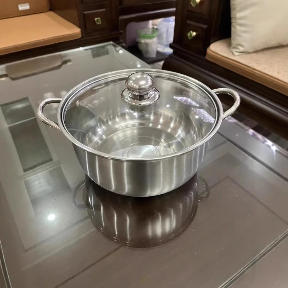 Stainless Steel Double Bottom Soup Pot Multipurpose Non Stick Stainless Steel Cookware with Lid 18/20/22/24cm