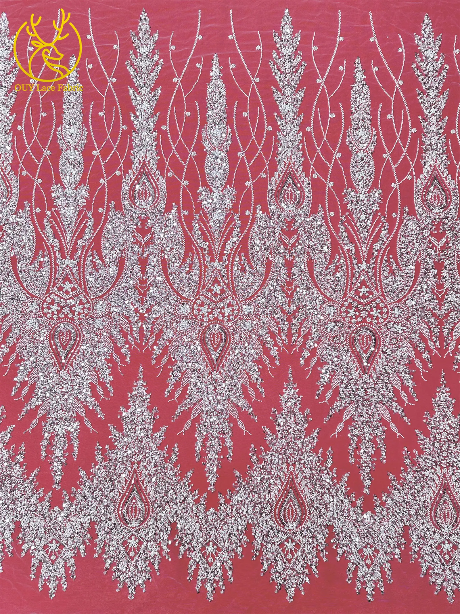 Neues Design Afrikanischer Bräutigam Stickerei-Perlen-Spitzenstoff Hochwertiger Französischer Pailletten-Netzstoff Nigerianisches Damen-Abendkleid – Detail 5