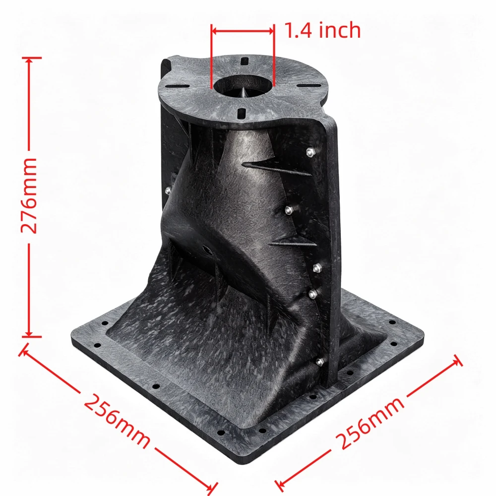 1,4"/2" Vierkant-Wellenleiterhorn 256x256x276mm 4-Bolzen-Montage Fiberglas für Line-Array HF-Kompressionstreiber-Ersatz – Detail 1
