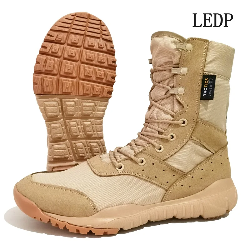 

LEDP Summer Breathable Men's 2024 New Trend Combat High Top Tactical Desert Combat Ultralight Boots High Quality Outdoor