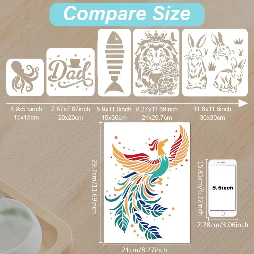 Phoenix Stencils 11.7x8.3 inch Firebird Painting Stencil Flying Phoenix Stencil Mythical Phoenix Reusable Drawing Template