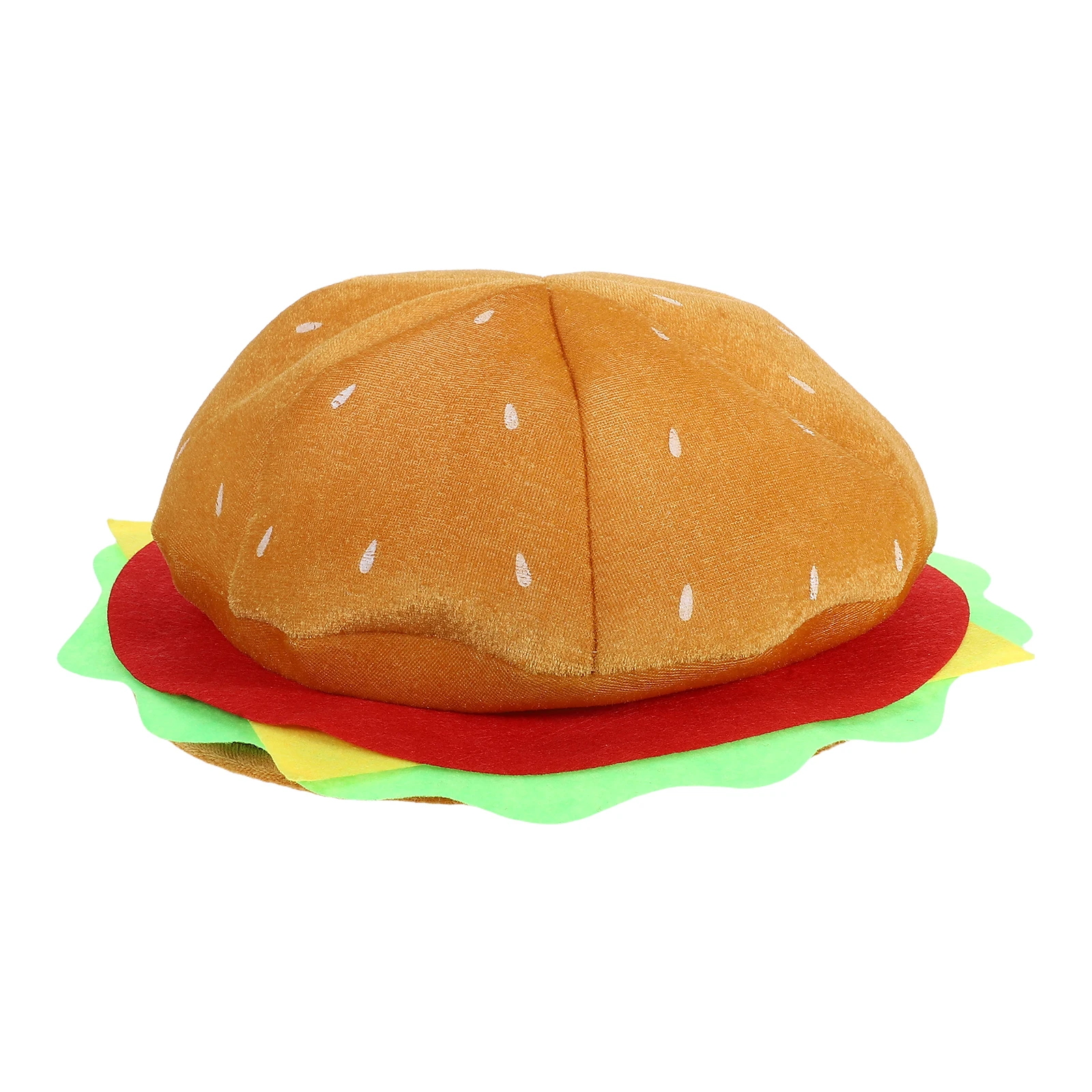 

Burger Hat Decorative Adorable Cartoon Costume Party Performance Prop Bright Color Lightweight Beret Decorative Burger Hat