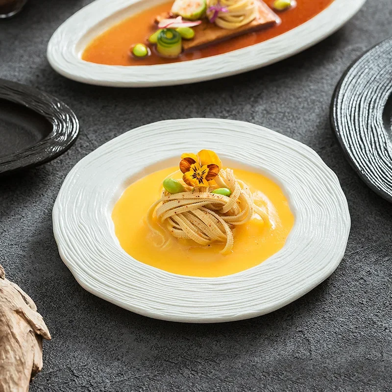 High temperature matte special-shaped plate restaurant simple large fish plate irregular dessert  creative special-shaped flat