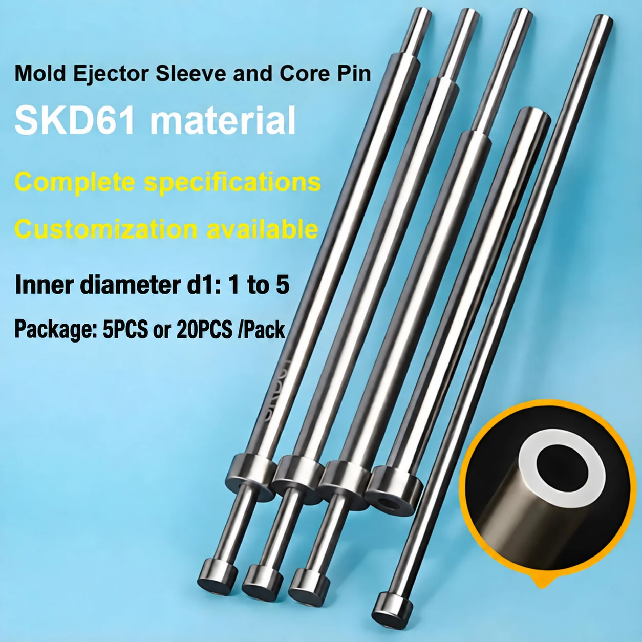 5PCS/20PCS SKD61 Ejector Sleeve Ejector Pin Set  Inner diameter 1 to 5 Mold Accessories Precision Injection Mold Standard Parts