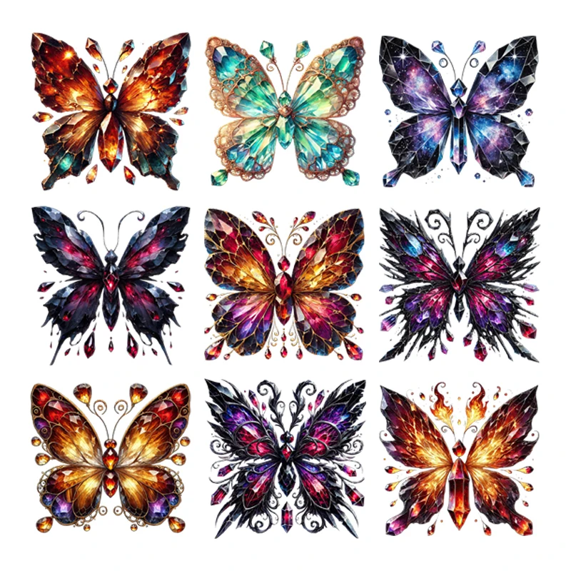 

Crystal stone Rainbow Butterfly thermoadhesive patches Appliques on clothes Washable Thermo-stickers Ironing applications