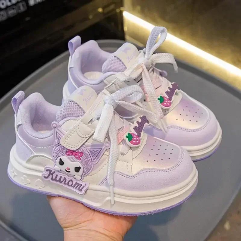

Спортивная обувь Kuromi для девочек, теннисная обувь, новинка Sanrio Hello Kitty Kawaii, детская дышащая повседневная обувь с героями мультфильмов, милый модный подарок