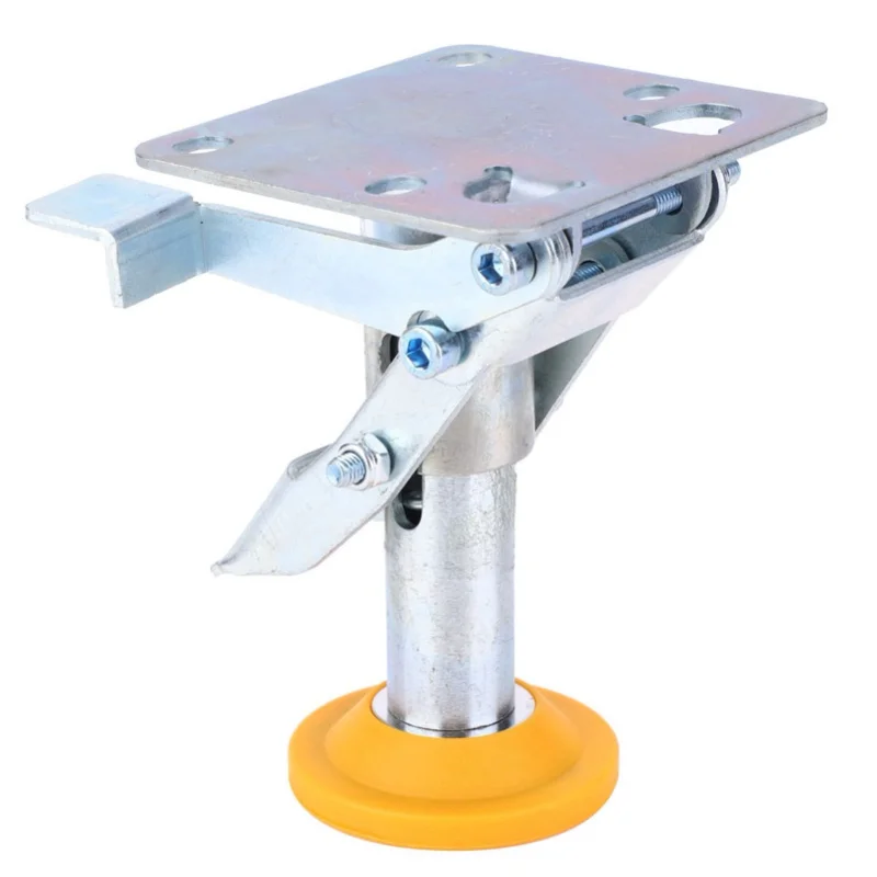 Trolley Brake Floor Lock Iron Galvanized Trolley Cart Lock With TPU Pad For 3in Casters