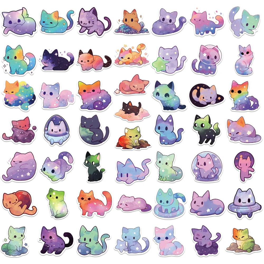 ملصق كرتون كاواي للأطفال ، مرصع بالنائج ، سماء قطة ، جرافيتي ، ديكور ، قصاصات ، دفاتر ، قارورة مياه ، ظريفة ، 10 ، 30 ، 50