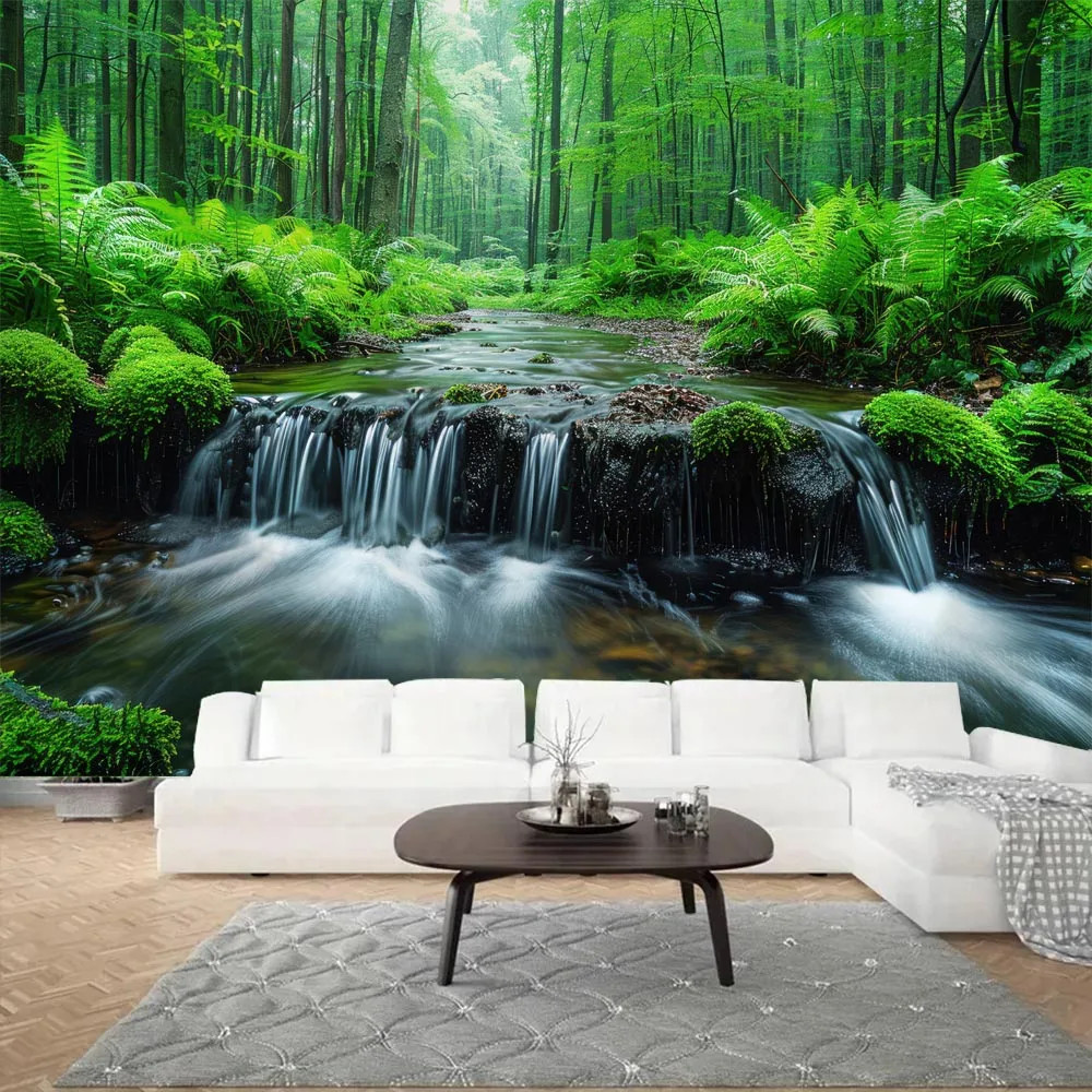 Natural Forest Tapestry, Green Tree Wall Tapestry, Bedroom Aesthetics, Plants, Stream Landscape, Multi Size Wall Hanging