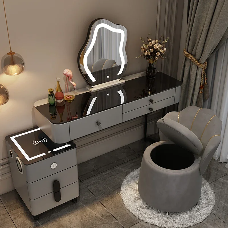 Modern intelligent furniture multifunctional princess dressing table entryway dressing table with mirror chair intelligent table