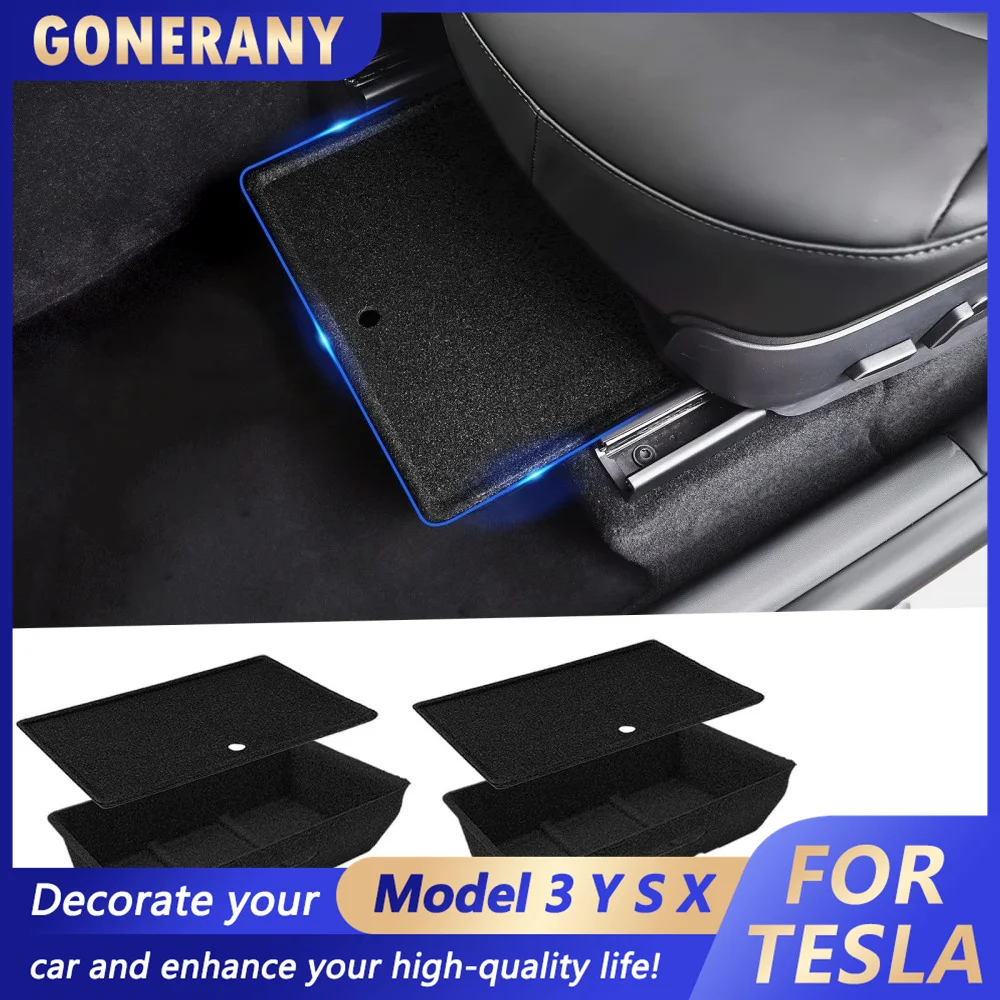 

Для Tesla Model Y Accessories 2023-2020 - 2PC под сиденьем коробка для хранения лоток для Tesla Y, скрытая коробка для хранения с войлочной текстурой