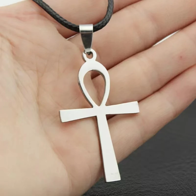 Stainless Steel Necklace for Women Men Vintage Fashion Ankh Pendant Charms Chokers African Jewelry Punk Goth Gothic