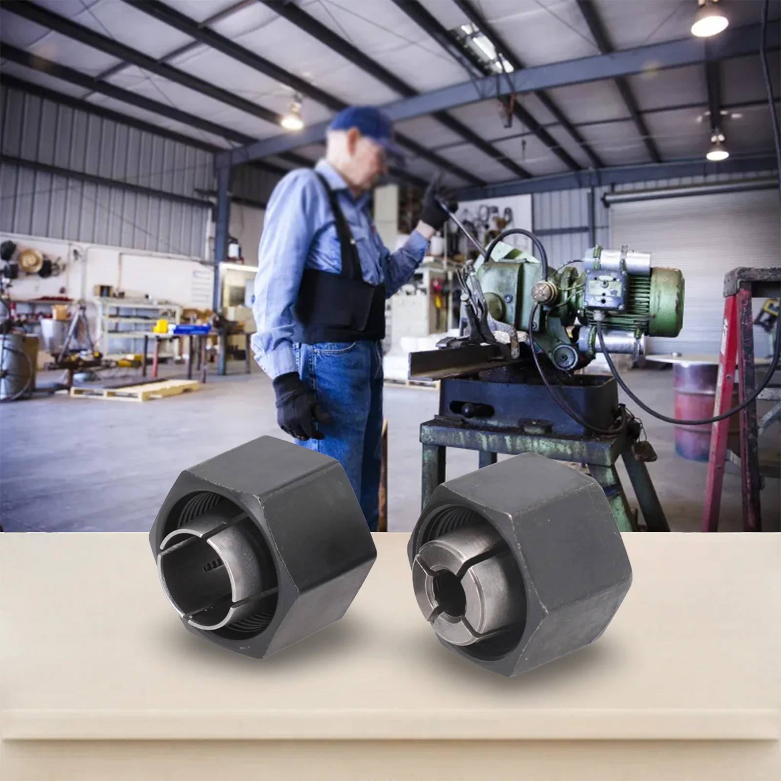 2Pcs Set 12.7mm Or 6.35mm Collet Chuck With Nut Engraving Trimming Machine Electric Router Milling Cutter Accessories