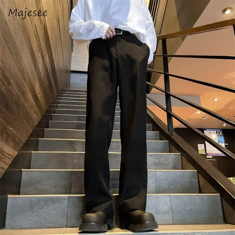 Pants Men Solid Black Basic Business Fashion Chic All-match Popular Korean Style Trousers Straight Casual Spring Handsome Daily