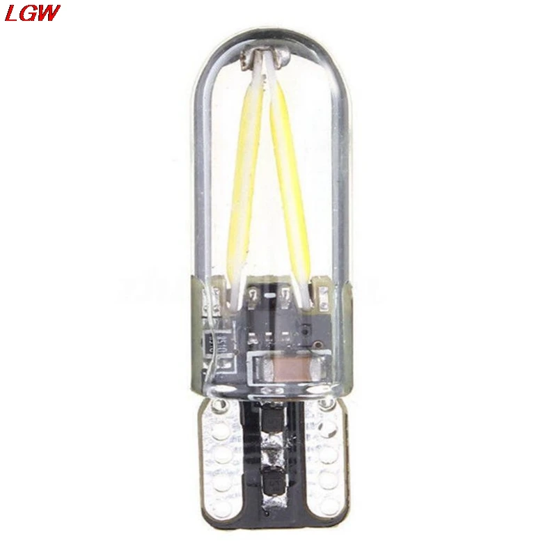 5pcs T10 W5W COB LED CANBUS Silicone High Brightness Glass License Plate Bulbs Width Display LED Bulbs