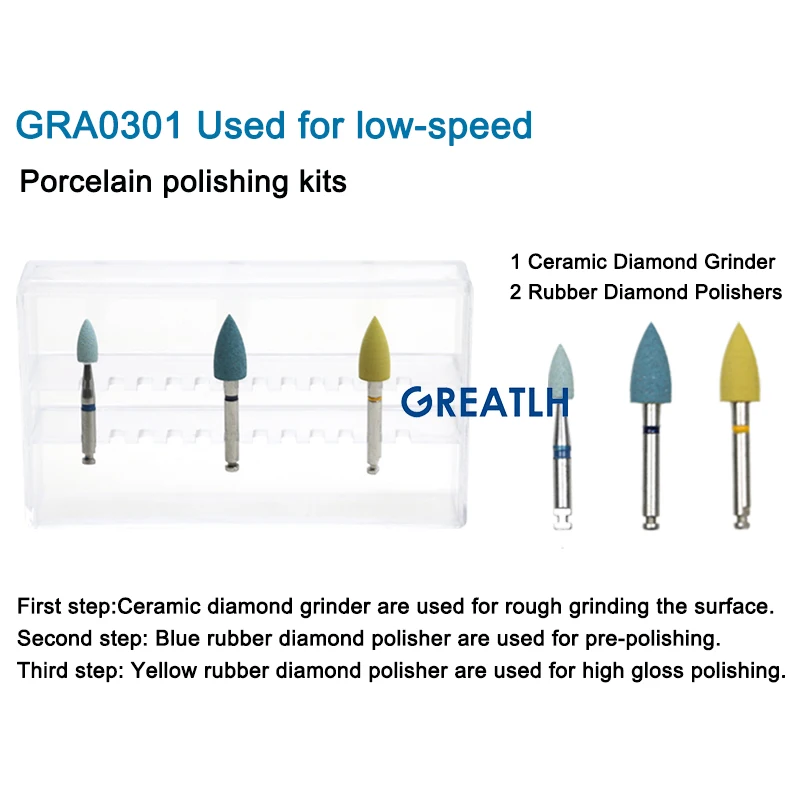 GREATLH RA Porcelain Grinding Polishing Kit Lithium Disilicate Ceramic Grinding Polishers Kit Teeth Polishing Dental Supplies
