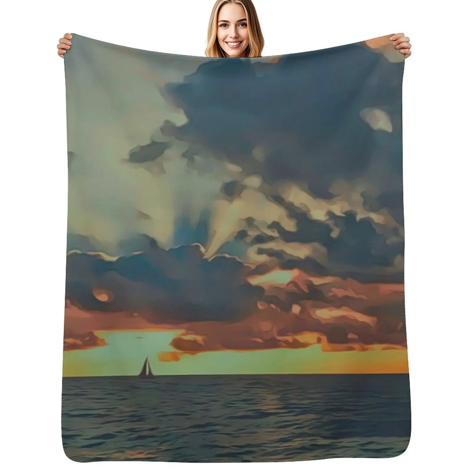 Sailing the Bright Horizon Throw Blanket Flannels Furrys warm for winter Tourist for winter sofa bed Blankets