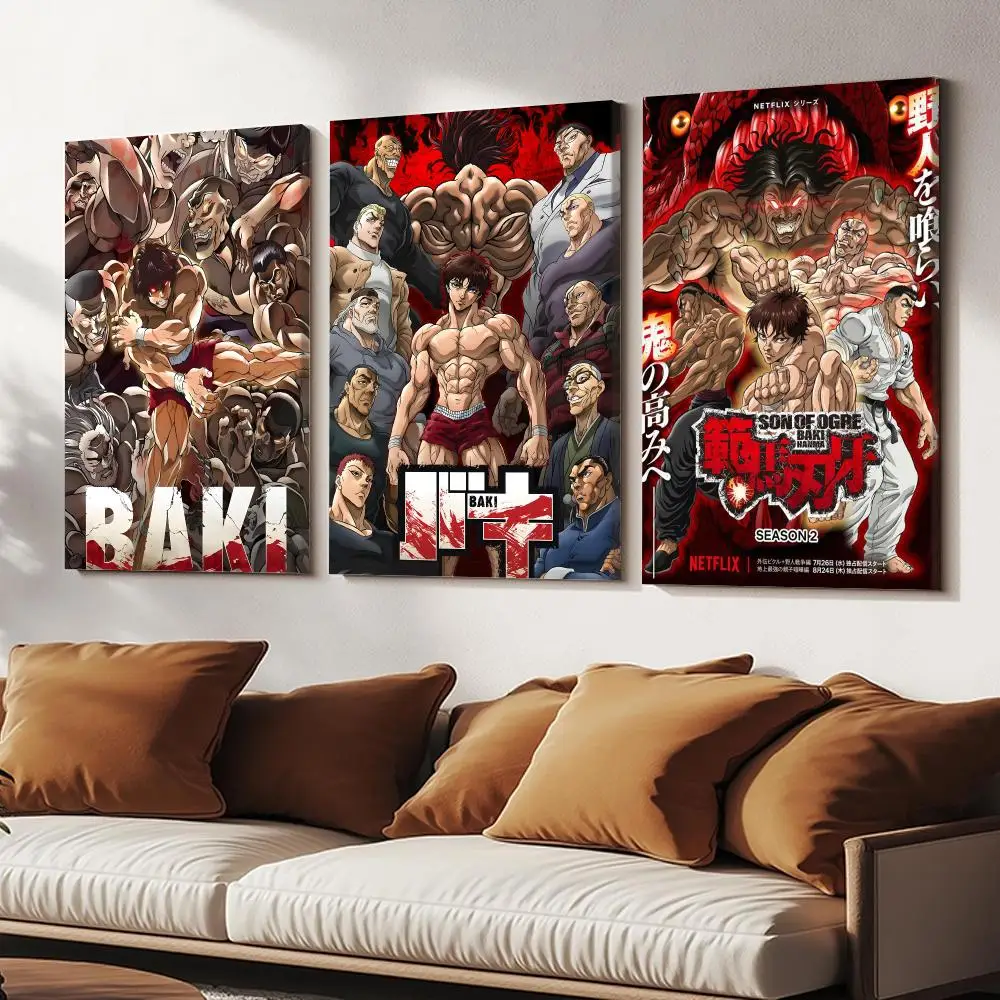 Manga Collage B-Baki The Grappler Painting Calligraphy Wood Framed Canvas Poster HD Wall Art Bedroom Bar Office Home Decor