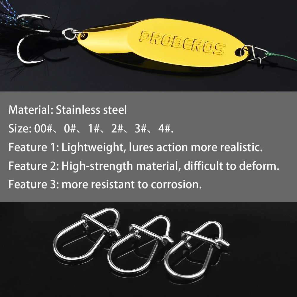 PROBEROS  30Pcs/lot Stainless Gourd Shape Enhancement Pin 00-0-1-2-3-4#Lure Connector Swivel Snap Fishing Accessories Tackle