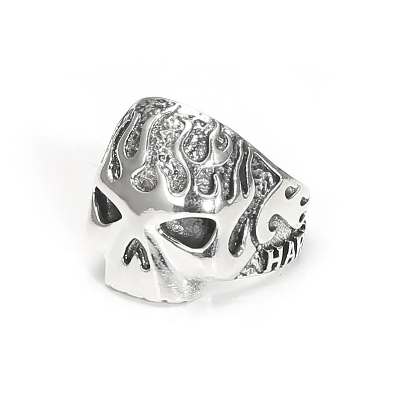 

002-JZ-55 JZFSILVER Silver S925 Fashion Adjustable Retro Exaggerated Creative Lovely Fire Skull Rings Men Women Wedding Jewelry