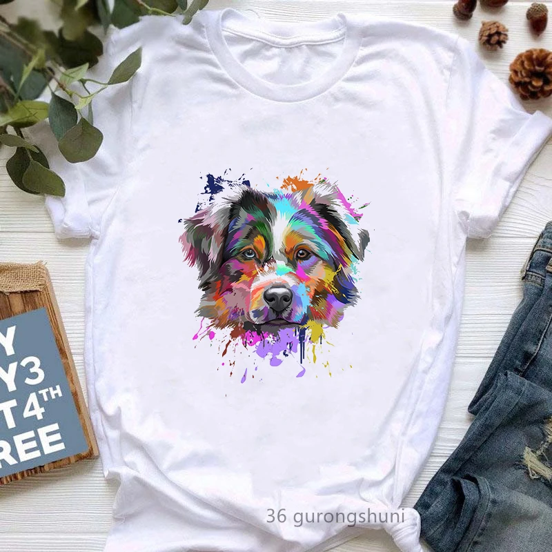 Regali del pastore australiano per gli amanti dei cani stampa Tshirt donna divertente maglietta Casual bianca Femme Summer Fashion T-Shirt femminile