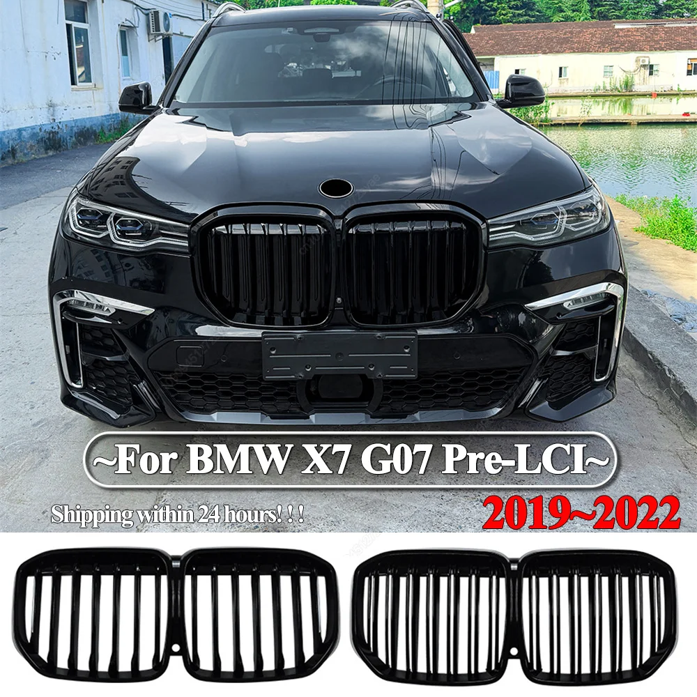 Single/Double Line Car Front Radiator Cover Racing Air Intake Grille Exterior Accessories Kit For BMW X7 G07 2019-2022 Pre-LCI