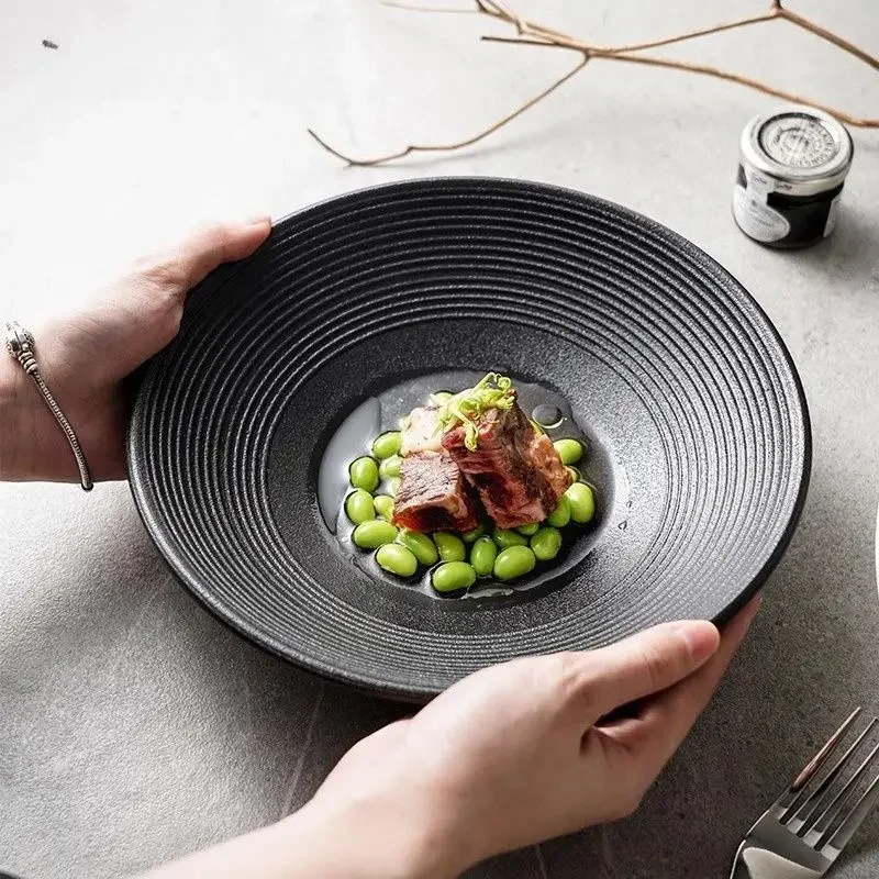 

Japanese style bamboo hat noodle bowl salad household deep plate ceramic high-temperature underglaze color high-end tableware