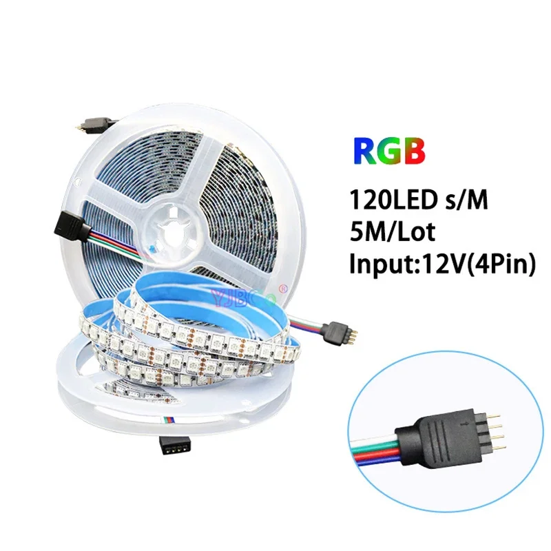 

12V DC 120LEDs/m 5M single color Flexible LED Strip 60LEDs/m 5050 SMD IP30 NP White/Warm White/Red/Green/Blue/RGB/CCT Light tape