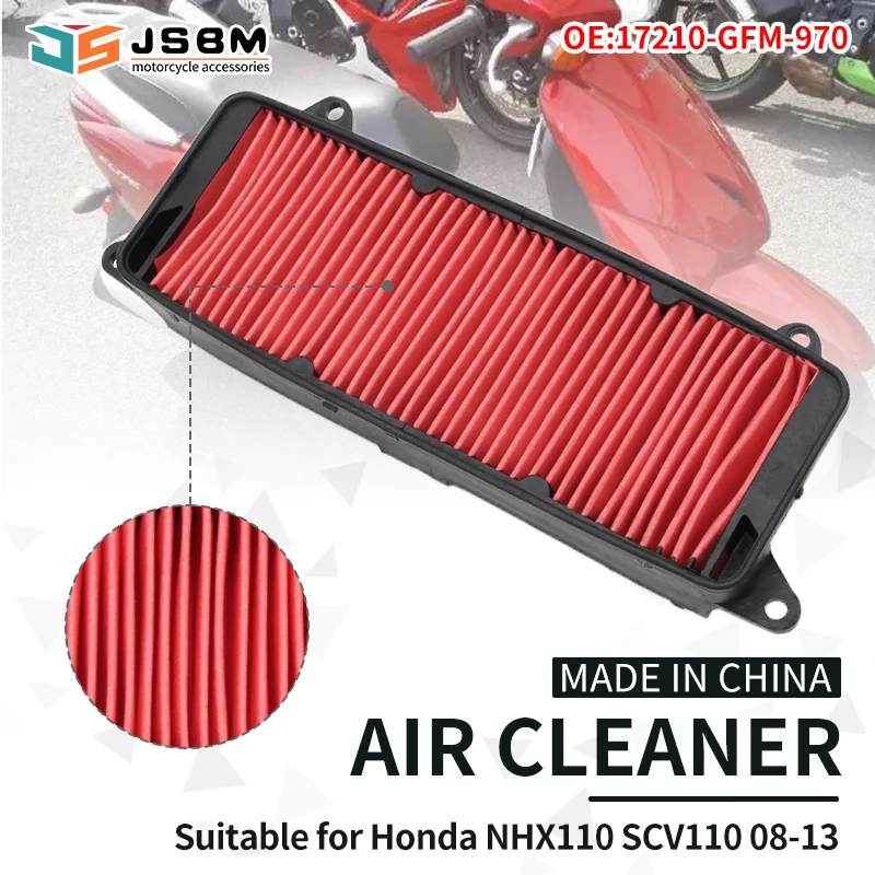 

JSBM Motorcycle Accessories Engine Intake Air Filter For Honda NHX110 Lead SCV110 2008 2009 2010 2011 2012 2013 17210-GFM-970