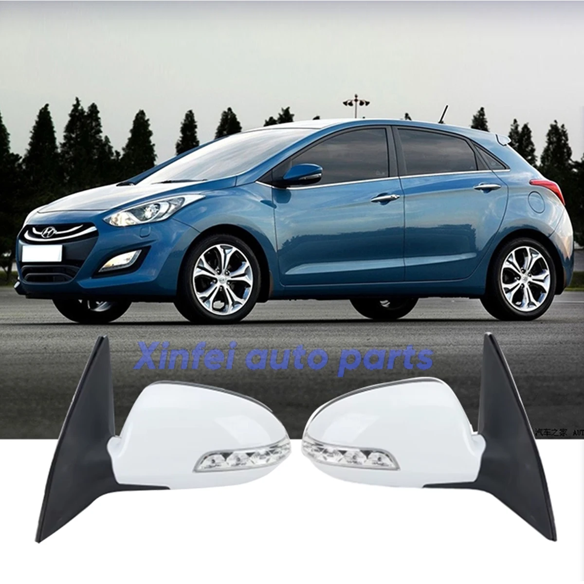 

5 Wire Rearview Mirror Assembly For Hyundai I30 FD 2007-2012 White Primer With Turn Signal Light Rearview Mirror Car Accessories