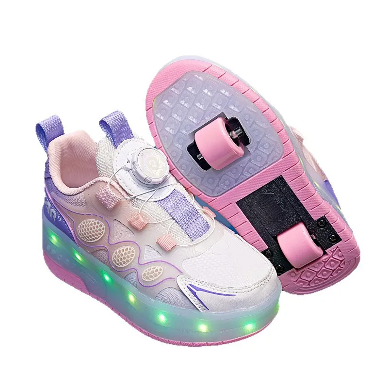 Scarpe da skate in linea a LED Scarpe da pattinaggio a rotelle per bambini con ruote Scarpe da skate a 2 ruote Sneaker con ruota sportiva a rulli volanti