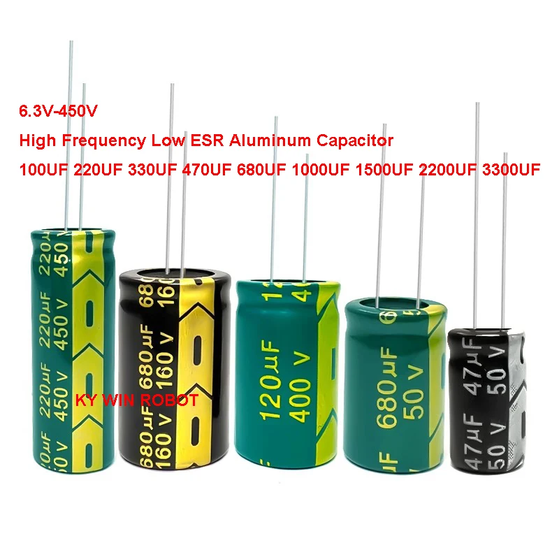 Radyal Alüminyum Elektrolitik Kondansatör Yüksek Kaliteli Uzun Ömürlü 6.3V 10V 16V 25V 35V 50V 100V 450V Elektronik Bileşenler