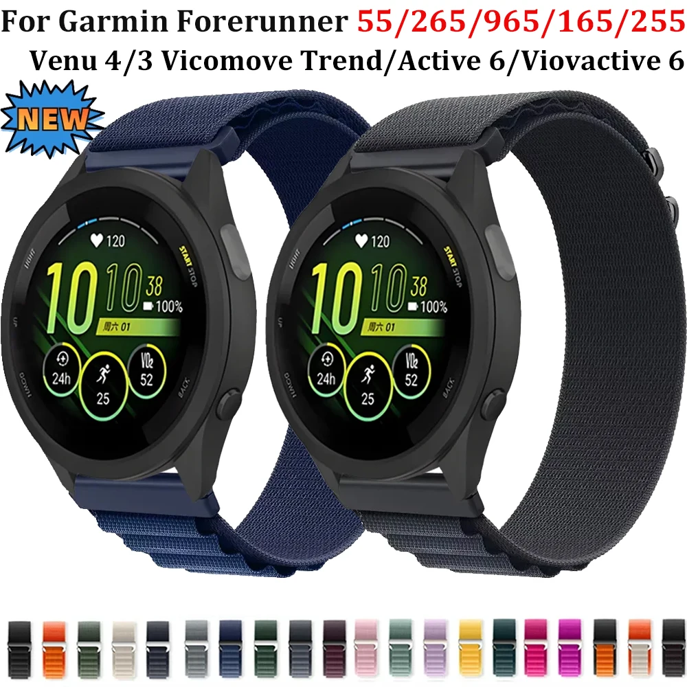 20mm 22mm Alpine Loop Nylon-Armband für Garmin Forerunner 265 165 55 965 570 970 Atmungsaktives Sportarmband Garmin Venu 4/3 Correa