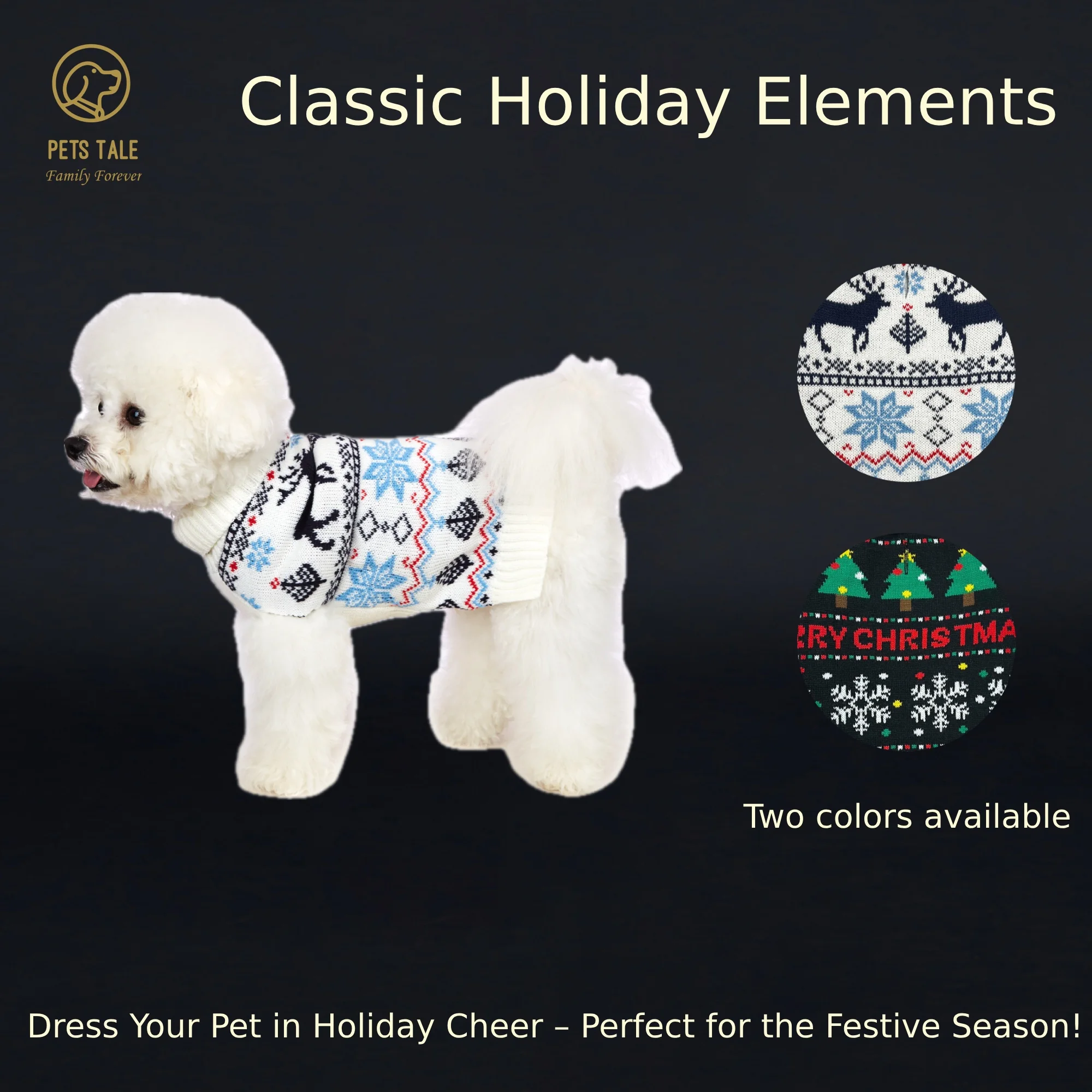 Christmas Pet Costume, Snowflake Christmas Tree Reindeer Merry Christmas Graphic Dog Sweater