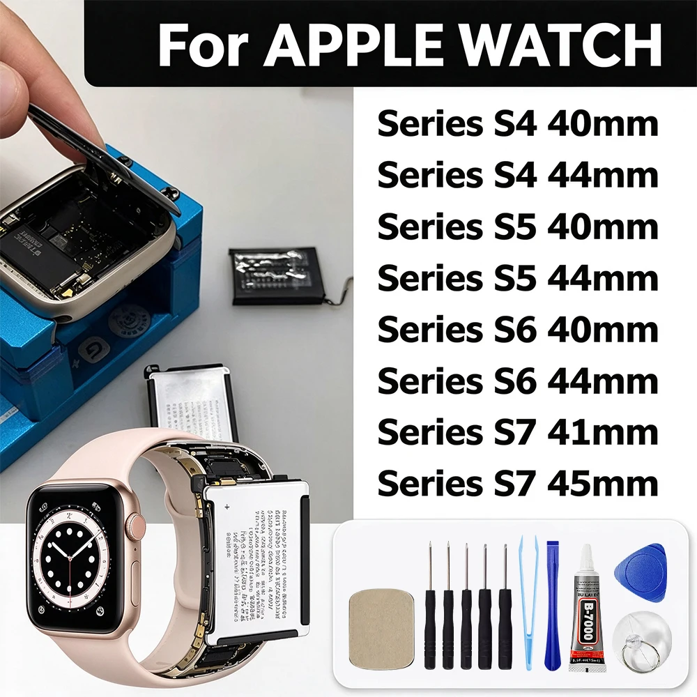 100% New iWatch Premium Replace Battery For Apple Watch Series SE 7 6 5 4 Bateria For IWatch S7 S4 S5 S6 40/41/44/45MM + Tools