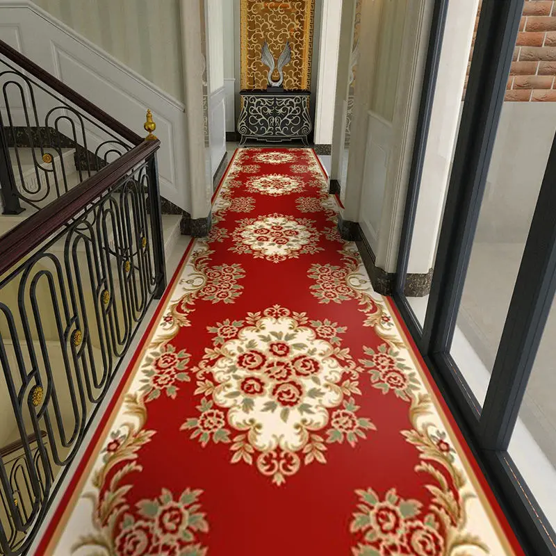 

European Style Hall Runner Luxury Long Corridor Carpets Decoration Home Entrance Door Mat Entryway Hallway Rugs Live Room Decor